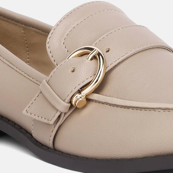 London Rag Taupe Sheboss Buckle Detail Loafers/NIB/6 - Picture 2 of 14
